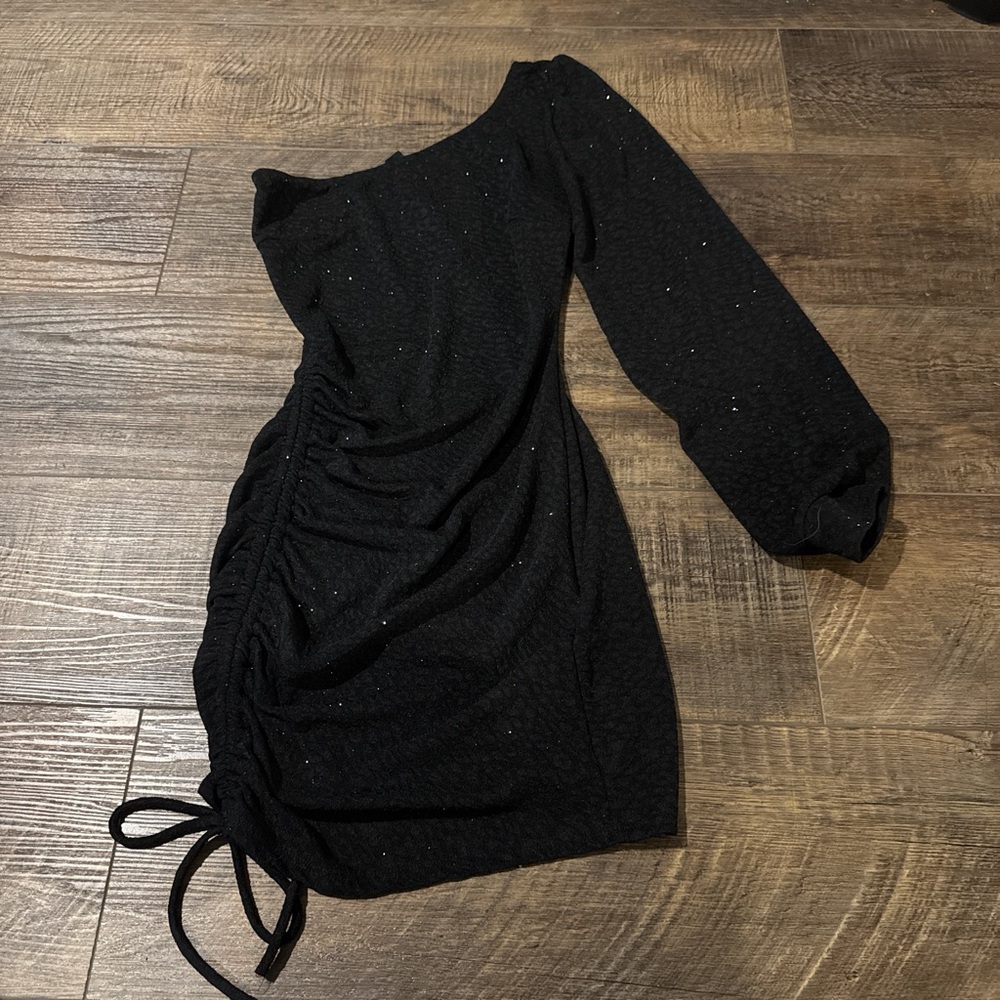 Windsor Black One-Shoulder Dress with Sparkle
